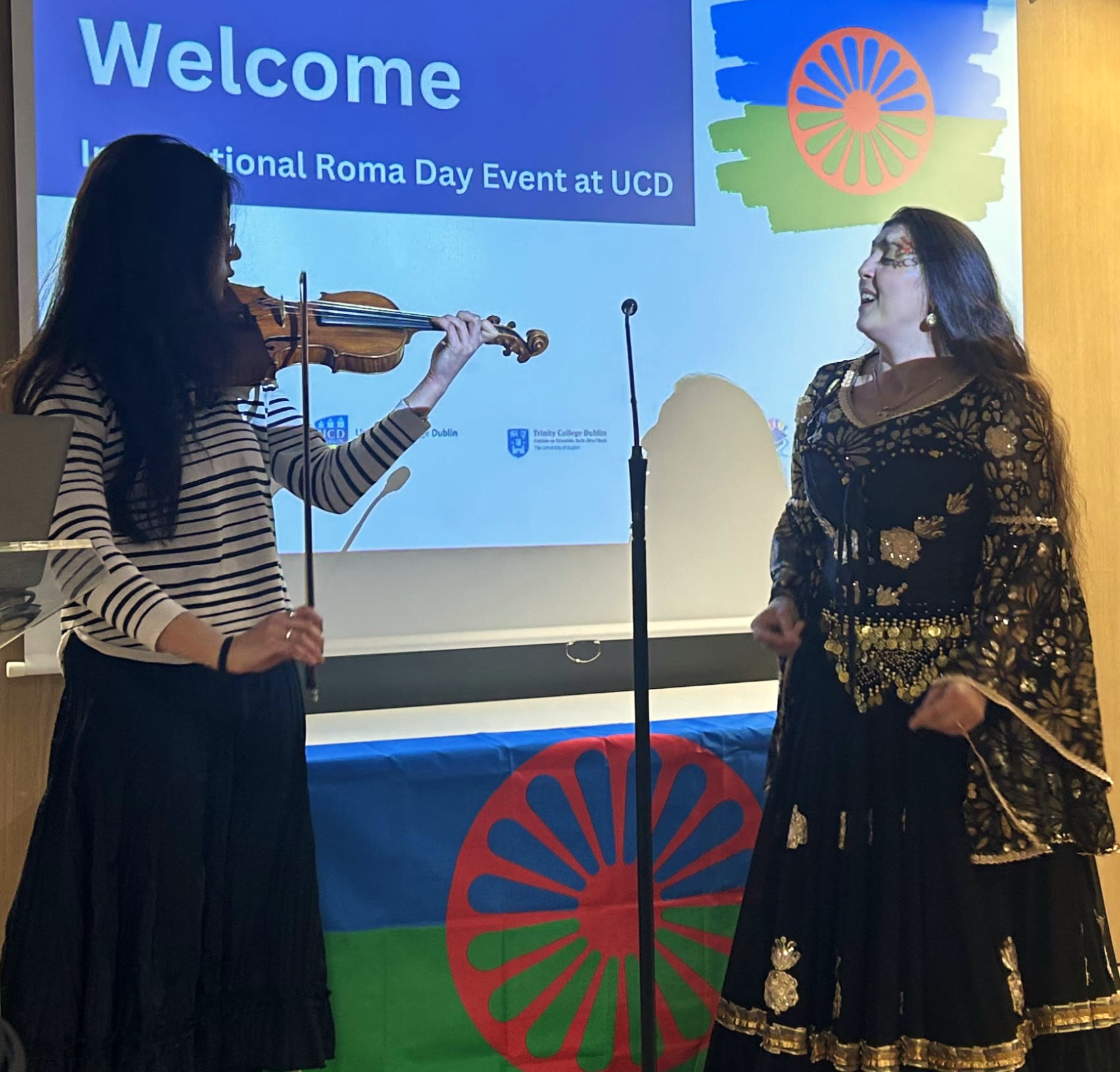 Students singing for international roma day 2025